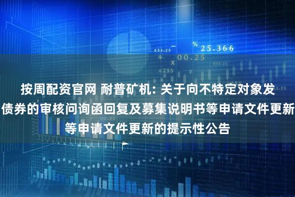 按周配资官网 耐普矿机: 关于向不特定对象发行可转换公司债券的审核问询函回复及募集说明书等申请文件更新的提示性公告